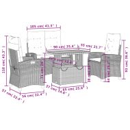 Градински трапезен комплект 4 части с възглавници сив полиратан
