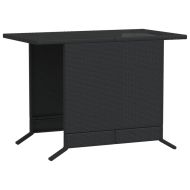 Бистро комплект с възглавници 3 части черен полиратан