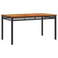 Градински комплект от 3 части с възглавници черни полиратан