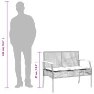 Градински комплект от 3 части с възглавници черни полиратан