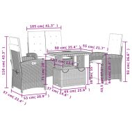 Градински трапезен комплект 4 части с възглавници сив полиратан