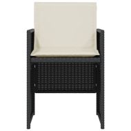 Бистро комплект с възглавници 3 части черен полиратан