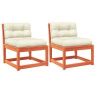 Градински дивани с възглавници, 2 бр, восъчнокафяв бор масив