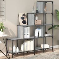 Библиотека, сив сонома, 122x30x132 см, инженерно дърво и метал