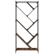 Библиотека, опушен дъб, 79x30x180 см, инженерно дърво и метал