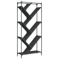 Библиотека, черен, 79x30x180 см, инженерно дърво и метал