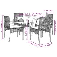 Градински трапезен комплект възглавници 5 части черен полиратан