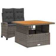 Градински трапезен комплект 2 части с възглавници сив полиратан