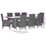 Градински комплект с възглавници, 9 части, бежов полиратан