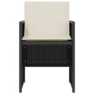 Бистро комплект с възглавници 3 части черен полиратан