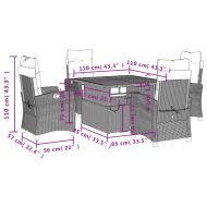 Градински трапезен комплект възглавници 5 части черен полиратан