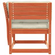 Градинско кресло с подлакътник, с възглавници, восъчнокафяв