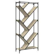 Библиотека, дъб сонома, 79x30x180 см, инженерно дърво и метал