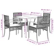 Градински комплект с възглавници, 5 части, бежов полиратан
