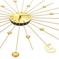 Стенен часовник, метал, 70 см, златист