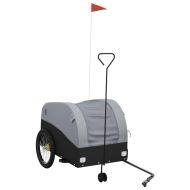 Ремарке за велосипед, черно и сиво, 45 кг, желязо