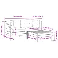 Градински диван с възглавници и табуретка, 2-местен