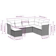 Градински комплект диван с възглавници 7 части черен полиратан