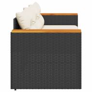 Градински диван с възглавници, 3-местен, черен, полиратан