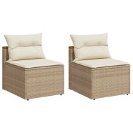 Външни кресла без подлакътник възглавници 2 бр бежов полиратан