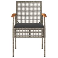 Бистро комплект с възглавници 3 части сив полиратан и акация