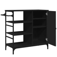 Кухненска количка, черна, 87,5x38,5x84,5 см, инженерно дърво