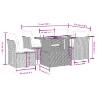 Градински комплект с възглавници, 5 части, черен полиратан