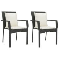 Градински трапезен комплект 7 части възглавници черен полиратан