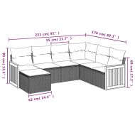 Градински комплект диван с възглавници 7 части черен полиратан