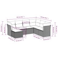 Градински комплект с възглавници, 7 части, кафяв, полиратан