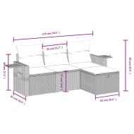 Градински диван с възглавници 4 части бежов микс полиратан