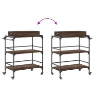 Кухненска количка, кафяв дъб, 81,5x41x92,5 см, инженерно дърво