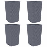 Градински кашпи, 4 бр, синьо сив, 32,5x32,5x57 см, PP