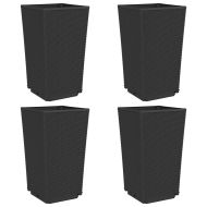 Градински кашпи, 4 бр, черни, 32,5x32,5x57 см, PP