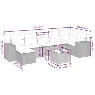 Градински комплект диван с възглавници 8 части черен полиратан