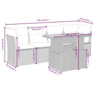 Градински комплект с възглавници, 5 части, черен полиратан