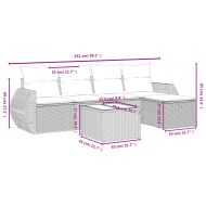 Градински диван с възглавници, 6 части, черен, полиратан