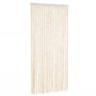 Ресни за врата против мухи, бежово и бяло, 100x220 см, шенил