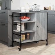 Кухненска количка сив сонома 87,5x38,5x84,5 см инженерно дърво