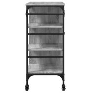 Кухненска количка сив сонома 87,5x38,5x84,5 см инженерно дърво
