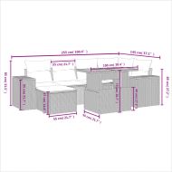 Градински комплект диван с възглавници 7 части черен полиратан