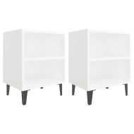 Нощни шкафчета с метални крака, 2 бр, бели, 40x30x50 см