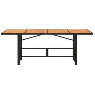 Градинска маса с плот от акация, черно, 190x80x74 см, полиратан