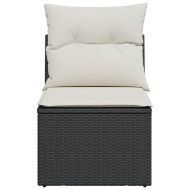 Градински стол без подлакътници с възглавници черен полиратан