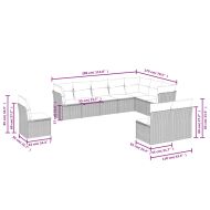 Градински комплект диван с възглавници 10 части кафяв полиратан