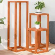 Стойки за растения, 3 бр, восъчнокафяво, борово дърво масив