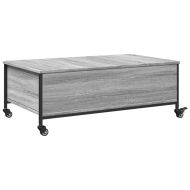 Маса за кафе с колелца сив сонома 91x55x34 см инженерно дърво