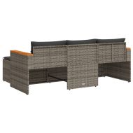 Градински комплект с възглавници, 3 части, сив, полиратан