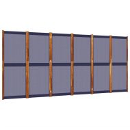 Параван за стая, 6 панела, тъмносин, 420x180 cм