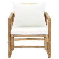 Градински столове с възглавници, 2 бр, полиратан, бамбук